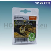 Marktset mit Bänken