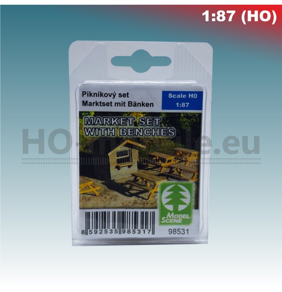 Marktset mit Bänken