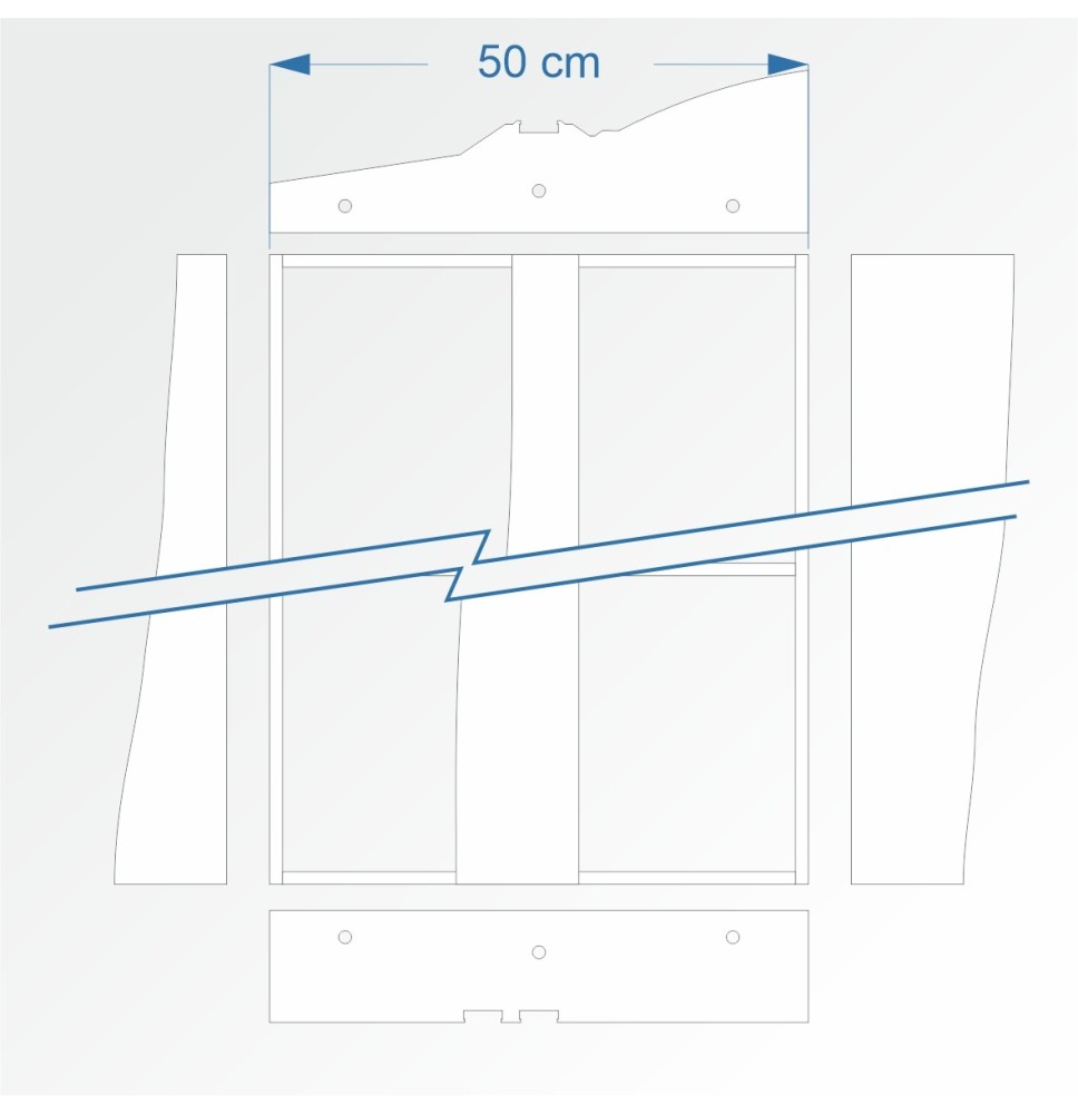 Modul gerade mit Übergang zu zweigleisigem Bahnhof 90 cm – Endkopfteil B96 und Bahnhof