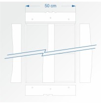 Modul gerade mit Übergang zu zweigleisigem Bahnhof 90 cm – Endkopfteil F96 und Bahnhof