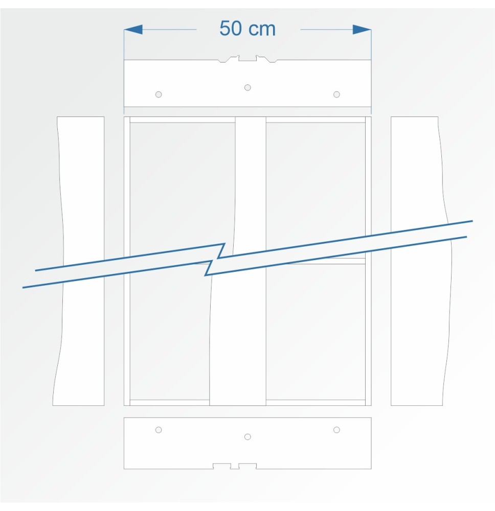 Modul gerade mit Übergang zu zweigleisigem Bahnhof 90 cm – Endkopfteil F96 und Bahnhof