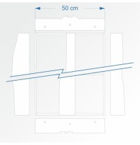 Modul gerade mit Übergang zu zweigleisigem Bahnhof 90 cm – Endkopfteil E96 und Bahnhof