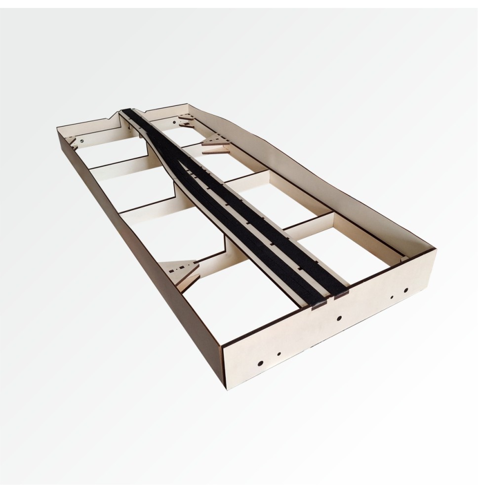 Modul gerade mit Übergang zu zweigleisigem Bahnhof 120 cm – Endkopfteil E96 und Bahnhof