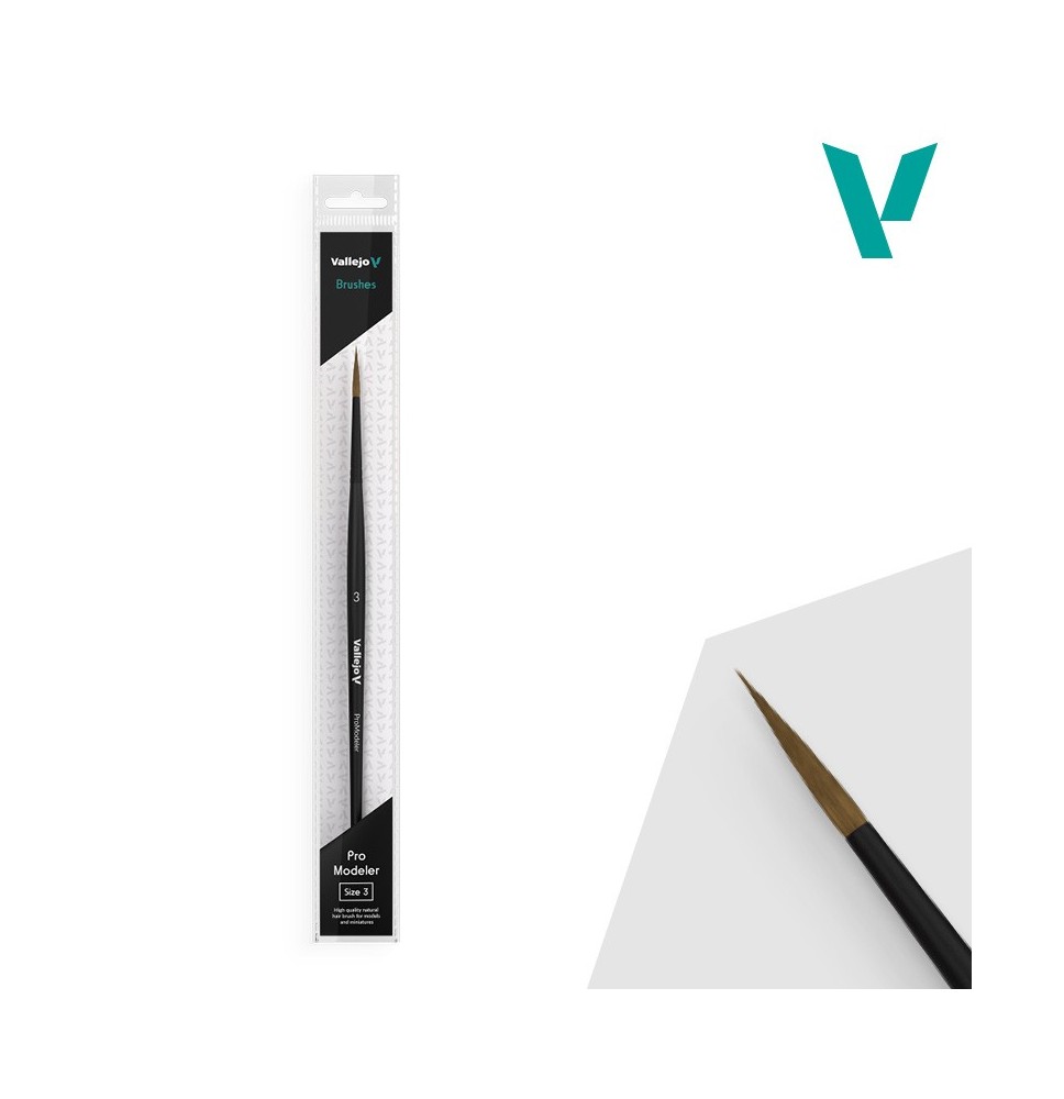 Vallejo Pro Modeler Natural Hair Round Brush No. 3