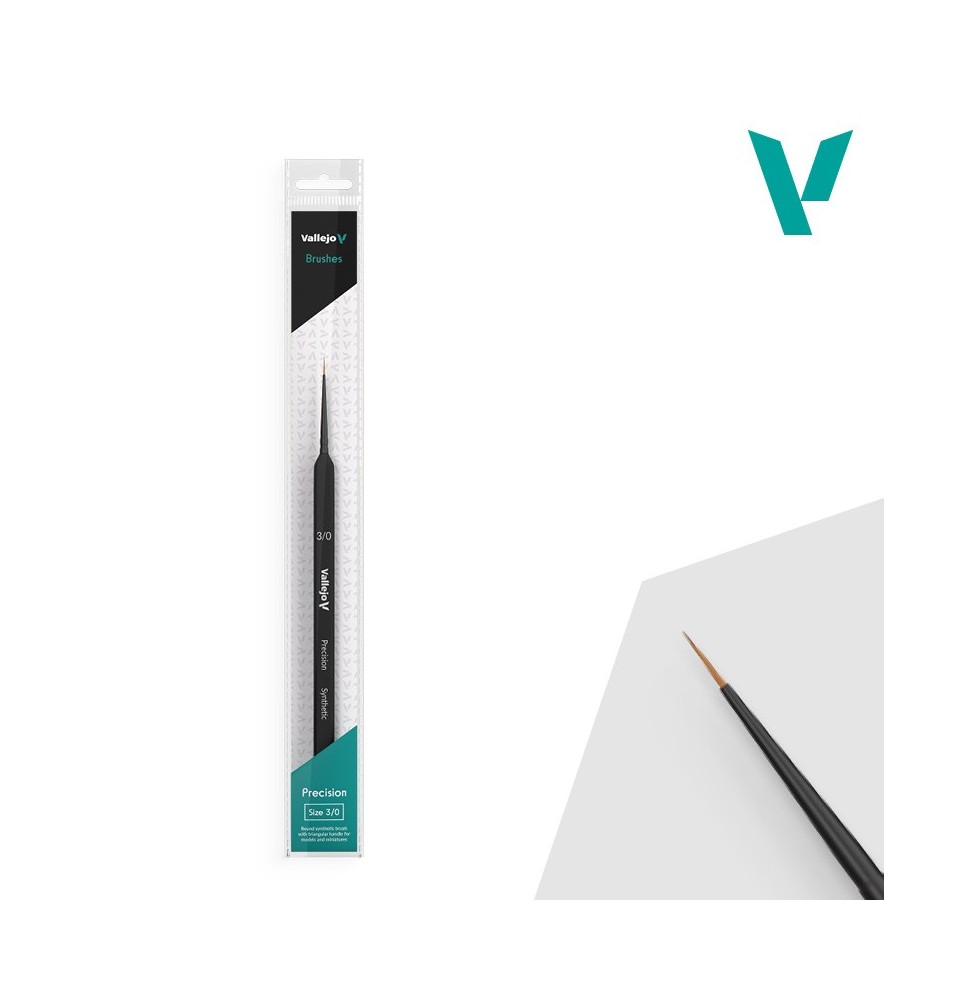 Vallejo Precision Round Synthetic Brush Triangular Handle No. 3/0