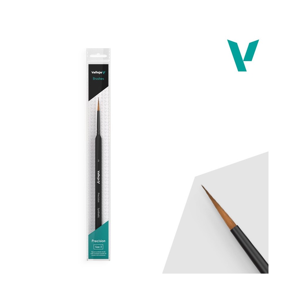 Vallejo Precision Round Synthetic Brush Triangular Handle No. 3