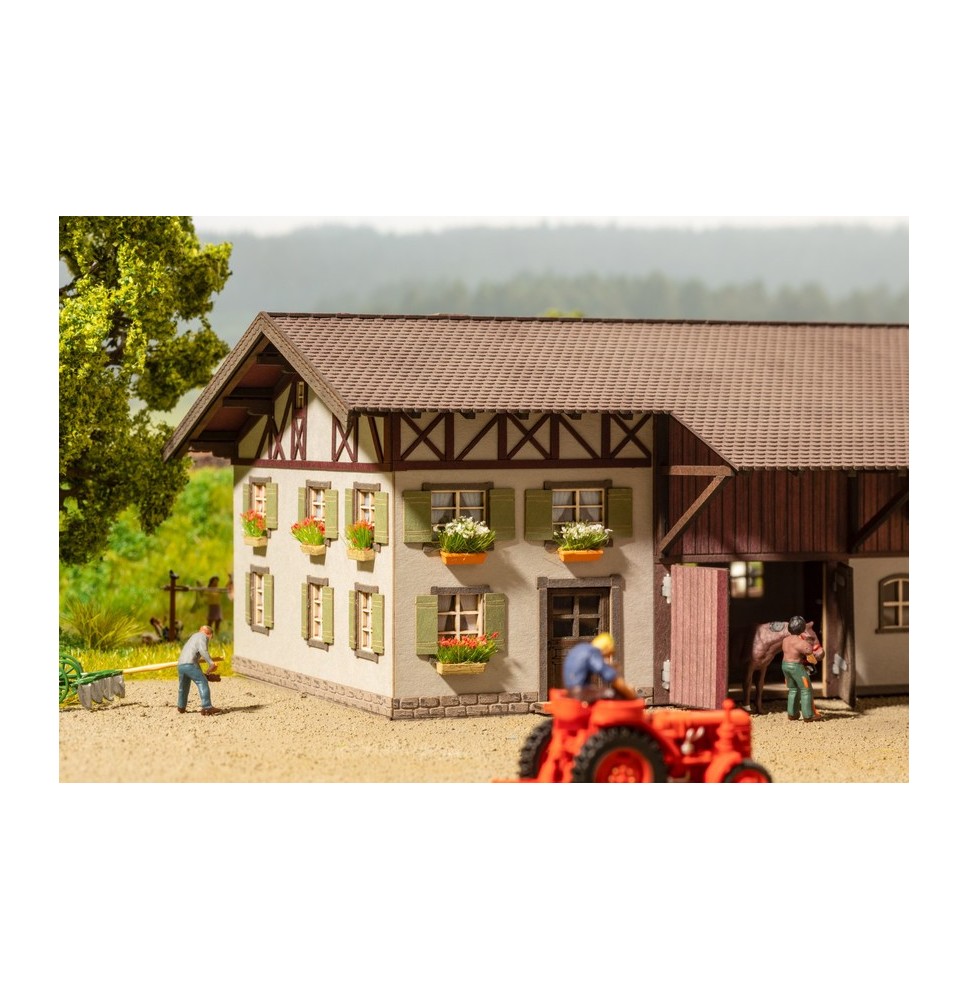 Blumenkästen blühend rot